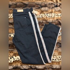 Black Pants with Silver Stripe